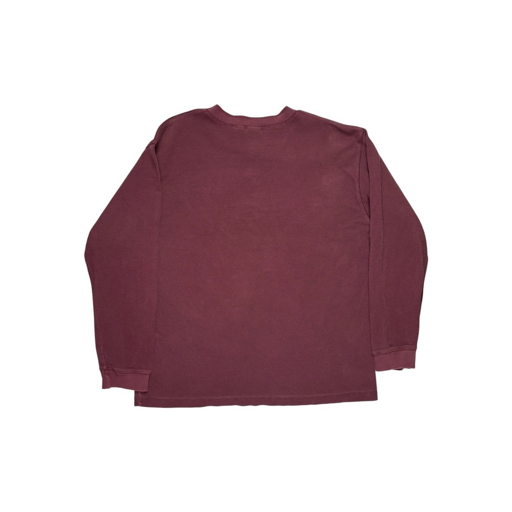 LL Bean Henley Shirt Mens L Waffle Knit Long Sleeve Tee Outdoor Grunge Cabin - Picture 3 of 6